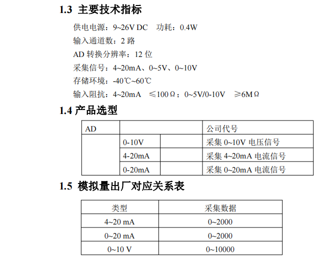 模擬量轉(zhuǎn)485 Modbus RTU